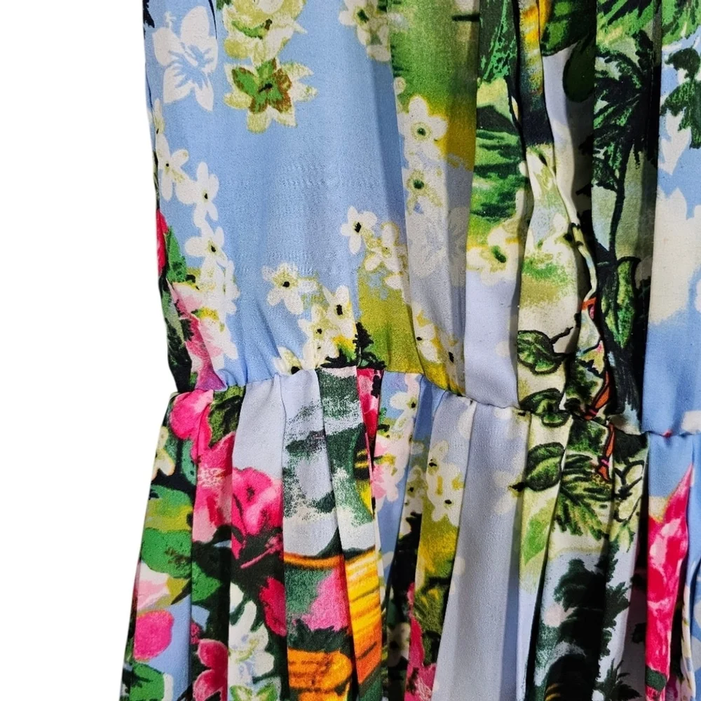 Juicy Couture Paradise Blue Sleeveless Hawaiian Floral Mini Dress Sz 4 - Picture 6 of 14